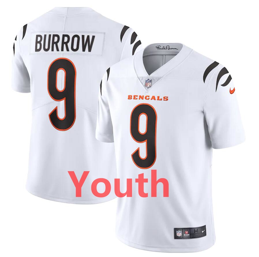 Youth Cincinnati Bengals 9 Joe Burrow Nike White Vapor Limited NFL Jersey